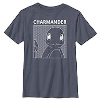 Pokemon Kids Charmander Comic Box Boys Short Sleeve Tee Shirt