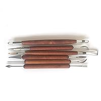 A Set of 6pcs Double Ended Wooden Modeling Clay Sculpture Carving Tools for Cutting Carving and Smoothing