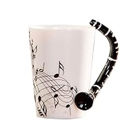Clarinet Music Mug Unique Handle Art Musical Notes Holds Tea Coffee Milk Ceramic Mug Cup Best Gift Mug Tree Black