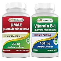 Best Naturals DMAE Supplement 250 mg & Vitamin B1 as Thiamine Mononitrate 100 mg