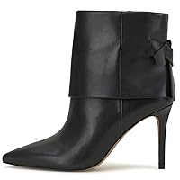 MOOMMO Women Sexy High Heels Booties Open Peep Toe Bow-Knot Suede Stiletto Ankle Boots Pointed Toe 4