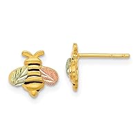 10k With 12k Accents Black Hills Gold Bee Post Earrings Jewelry Gifts for Women