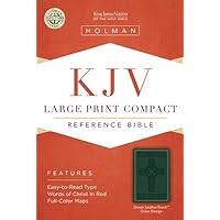 KJV Large Print Compact Reference Bible, Green Cross Design LeatherTouch KJV Large Print Compact Reference Bible, Green Cross Design LeatherTouch Imitation Leather