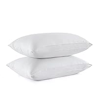 puredown® Goose Feather Down Sleeping Pillow Soft Bed Pillow for Sleeping with 100% Cotton Shell Set of 2 Queen Size