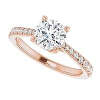 14K Solid Rose Gold Handmade Engagement Ring 1.00 CT Round Cut Moissanite Diamond Solitaire Wedding/Bridal Ring for Woman/Her Anniversary Ring