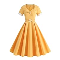 Sweetheart Neck Ruched Button Front High Waist Party Elegant Dresses Summer Women Vintage Midi Swing Dress