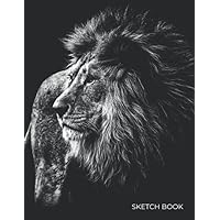 Sketch Book: Artist Notebook with Blank Paper for Drawing, 8.5x11 Journal, Cool Cover Design (Black and White Lion Photo)