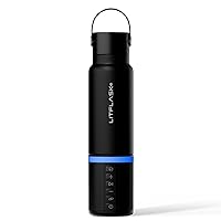 LITFLASK Edelstahl-Wasserflasche mit Bluetooth-Lautsprecher und tragbarem Ladegerät, einfach zu bedienen, isolierte Wasserflasche mit Synchronisation zu Beats LED-Licht, für unterwegs, Trinkflasche,