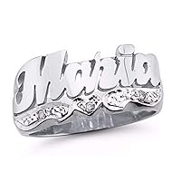 RYLOS Rings For Women Jewelry For Women & Men 925 Sterling Silver or Yellow Gold Plated Silver Personalized Diamond Name Ring - Unisex Script Style Shiny 10MM Special Order, Made to Order Ring