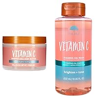 Vitamin C Whipped Shea Butter and Foaming Gel Wash Skin Care Bundle, 8.4oz Body Butter and 18oz Wash