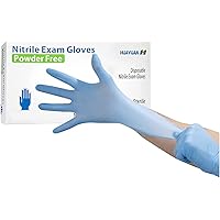 Circlecare Powder-Free Nitrile Disposable Exam Gloves, Industrial Medical Examination, Latex Free Rubber, Non-Sterile, Food Safe, Textured Fingertips, Ultra-Strong, Pack of 100, Blue - Size Large