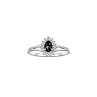 Rylos Halo Ring: Diamonds, 6X4MM Pear-Shaped Gemstone - Women's Color Stone Birthstone Jewelry - Elegant Sterling Silver Ring Sizes 5-10