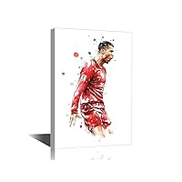 TISHIRON Football Star Canvas Wall Art CR7 Poster Painting Cristiano Ronaldo Back Competition Artwork Home Decor for Living Room Dining Bedroom Prints Ready to Hang - 36''W x 24''H