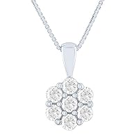 0.50 CT Round Cut Created Diamond Halo Pendant Necklace 14k White Gold Over