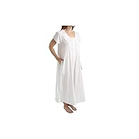 LA CERA Women's 100% Cotton Lace Applique Nightgown