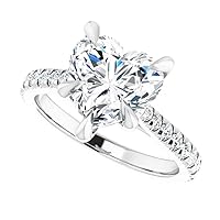 JEWELERYIUM 3 CT Heart Cut Colorless Moissanite Engagement Ring, Wedding/Bridal Ring Set, Halo Style, Solid Sterling Silver, Anniversary Bridal Jewelry, Lovely Rings For Wife