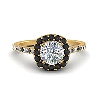 Choose Your Gemstone Pave Halo Round Diamond CZ Ring yellow gold plated Round Shape Halo Engagement Rings Everyday Jewelry Wedding Jewelry Handmade Gifts for Wife US Size 4 to 12