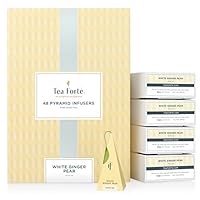 Tea Forte White Ginger Pear White Tea Event Box, Bulk Pack of 48 Pyramid Infuser Tea Sachets for All Occasions