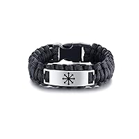 Chunky 8 Arrows of Chaos Magick Paracord Bracelet for Men Gothic Warhammer Faction Symbol of Chaos Star Amulet Cuff Bangle, 9 Inch, Black/Brown