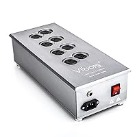Viborg VM80 AC Power Filter - Amp HiFi Power Surge Protector - US Power Conditioner - 8 Ways Power Socket - Audiophile 8 Outlet Power Strip with Flat Plug - 3 Prongs - Grounded - 5FT Power Cord
