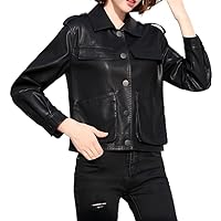 Women Spring and Autumn Big Pocket Collar Motorcycle Leather Jacket Women Clothing