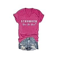 Stronger Than The Storm V Neck Shirt Inspirational Letter Print Tee Shirts
