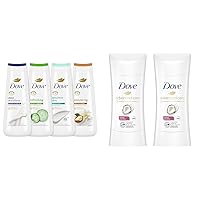 Body Wash Deep Moisture, Sensitive Skin, Cucumber and Green Tea & Advanced Care Antiperspirant Caring Coconut, Deodorant Stick for Women