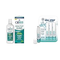 CloSYS Healthy Gums Oral Rinse Mouthwash - 32 Fl Oz & Oral Breath Spray, 0.31 Ounce, Mint, Sugar Free, pH Balanced, Fights Bad Breath