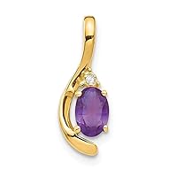 14k Yellow Gold Oval Polished Prong set Open back Diamond and Amethyst Pendant Necklace Measures 17x6mm Wide Jewelry for Women