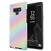 Compatible with Samsung Galaxy Note 9 Case Pastel Rainbow Unicorn Colors Ombre Pattern Holographic Dye Pale Kawaii Aesthetic Shockproof Dual Layer Hard Shell + Silicone Protective Cover