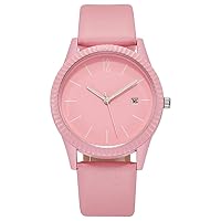 Women's Solid Color Waterproof Luminous Wrist Watch, Fashion Multifunctional Calendar Leather Band Quartz Watch