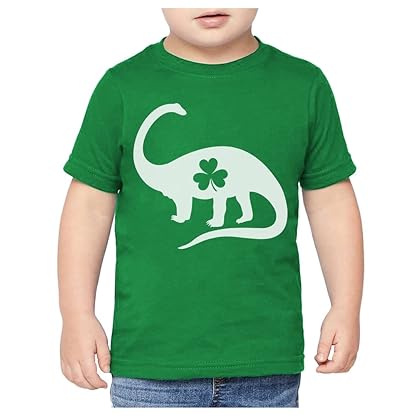 St Patrick Shirt for Boys Pattys Day T-Rex Leprechaun Toddler Kids T-Shirt