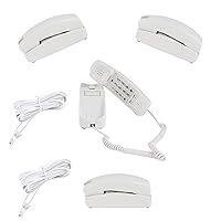 Phones for Seniors - Phone for Hearing impaired - Choctaw White - Retro Novelty Telephone - an Improved Version of The Princess Phones in 1965 - Style Big Button - Bundle of 4 Corded Phones + 2 15 Ft.
