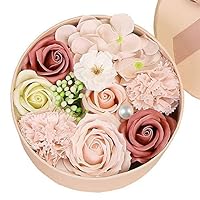 Luxury Beautiful Flora Scented Roses/Carnation Flower Bath Soap With Stem, Flower Soap in Gift Box, Gift for Birthday/Valentine's Day/Mother's Day/Christmas Gift (Pink)