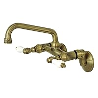 Kingston Brass KS513AB 2-Handle Wall Mount Kitchen Faucet, Antique Brass