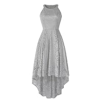 Women's Bohemian Round Neck Trendy Casual Summer Sleeveless Knee Length Swing Dress Beach Solid Color Flowy Gray