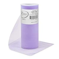 Expo International Decorative Matte Tulle, Roll/Spool of 6 Inches X 25 Yards, Polyester-Made Tulle Fabric, Matte Finish, Lightweight, Versatile, Washable, Easy-to-Use | Lavender