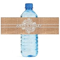 100 Burlap and Lace Wedding Water Bottle Labels Great for Engagement Bridal Shower Party 8