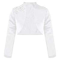 YiZYiF Kids Girl's Satin Shrug Flower Girl Dress Coat Floral Bolero Party Jacket Coat Cover up Short Cardigan