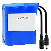 18650 Lithium-Ion Battery Pack 12V 6000/6600mAh Rechargeable Battery for RC Model with DC Plug,6000mAh