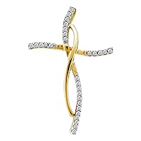 The Diamond Deal 14kt Yellow Gold Womens Round Diamond Woven Infinity Cross Pendant 1/10 Cttw