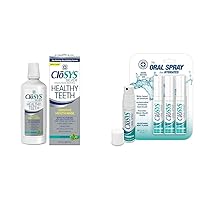 Healthy Teeth Oral Rinse Mouthwash - 32 Fl Oz & Oral Breath Spray, 0.31 Ounce (3 Count), Mint, Sugar Free, pH Balanced, Fights Bad Breath