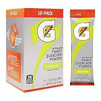 The Gatorade Company Gatorade Thirst Quencher Powder, 1.23oz Packets, Makes 20 ounces (Lemon-Lime), 1.23 Ounce (Pack of 10)