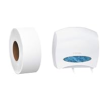 Scott Essential Jumbo Roll (JR) Commercial Toilet Paper (07223), with Kimberly Clark Professional JRT Jr. Escort Jumbo Roll. Commercial Toilet Paper Dispenser (09508), White