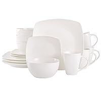 Gibson Soho Lounge Square Porcelain Chip and Scratch Resistant Dinnerware Set, Service for 4 (16pc), White