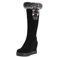 BIGTREE Womens Knee High Boots Hidden Wedge Heel Zipper Winter Autumn Warm Fashion Tall Boots