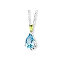 925 Sterling Silver Polished Lobster Claw Closure and 14K Sky Blue Topaz and Peridot Necklace 18 Inch Measures 7mm Wide Jewelry for Women