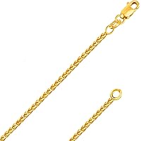 REAL Solid 14K or 10K Yellow or White Gold 0.80mm,1.0mm, 1.1mm Diamond Cut Braided Square Wheat Spiga Chain Necklace with Lobster Claw Clasp | Multiple Lengths Available | Men Women | MADE IN ITALY