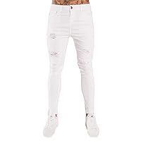 Andongnywell Men's Skinny Straight Ripped Zipper Jeans Slim Fit Stretch Knee Destroyed Denim Pants Distressed Trousers
