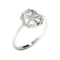 0.07 Ct Round Cut Sim Diamond Beautiful Flower Wedding Ring in 14K White Gold PL